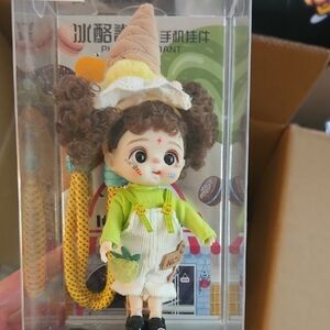 Cute Green-Clothed Doll with Ice Cream Hat - Kids Toy